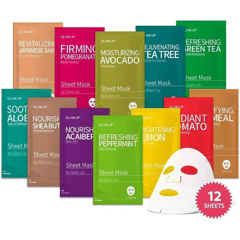 GLAM UP Korean Facial Sheet Mask, 12-Pack GLAM UP Korean Facial Sheet Mask, 12-Pack