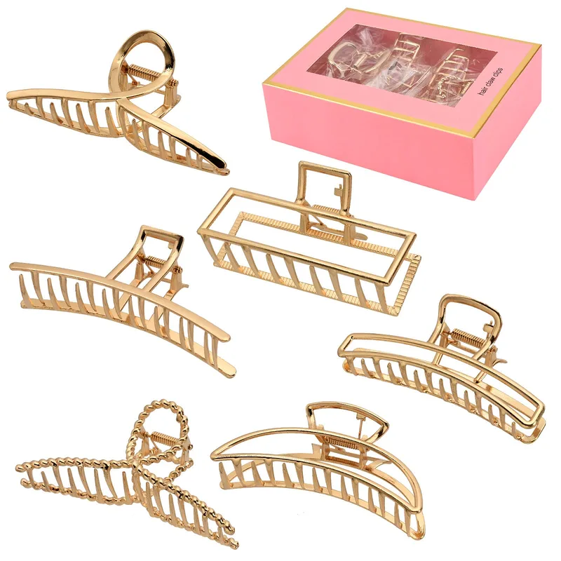 LUKACY 6 Pack Gold Metal Hair Clips, 4-Inch Large Jaw Clips LUKACY 6 Pack Gold Metal Hair Clips, 4-Inch Large Jaw Clips