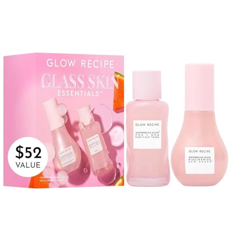 Glow Recipe Glass Skin Essential Kit, Niacinamide Dew Drops & PHA + BHA Toner