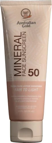 Australian Gold Tinted Mineral Face Sunscreen SPF 50 (Fair to Light)